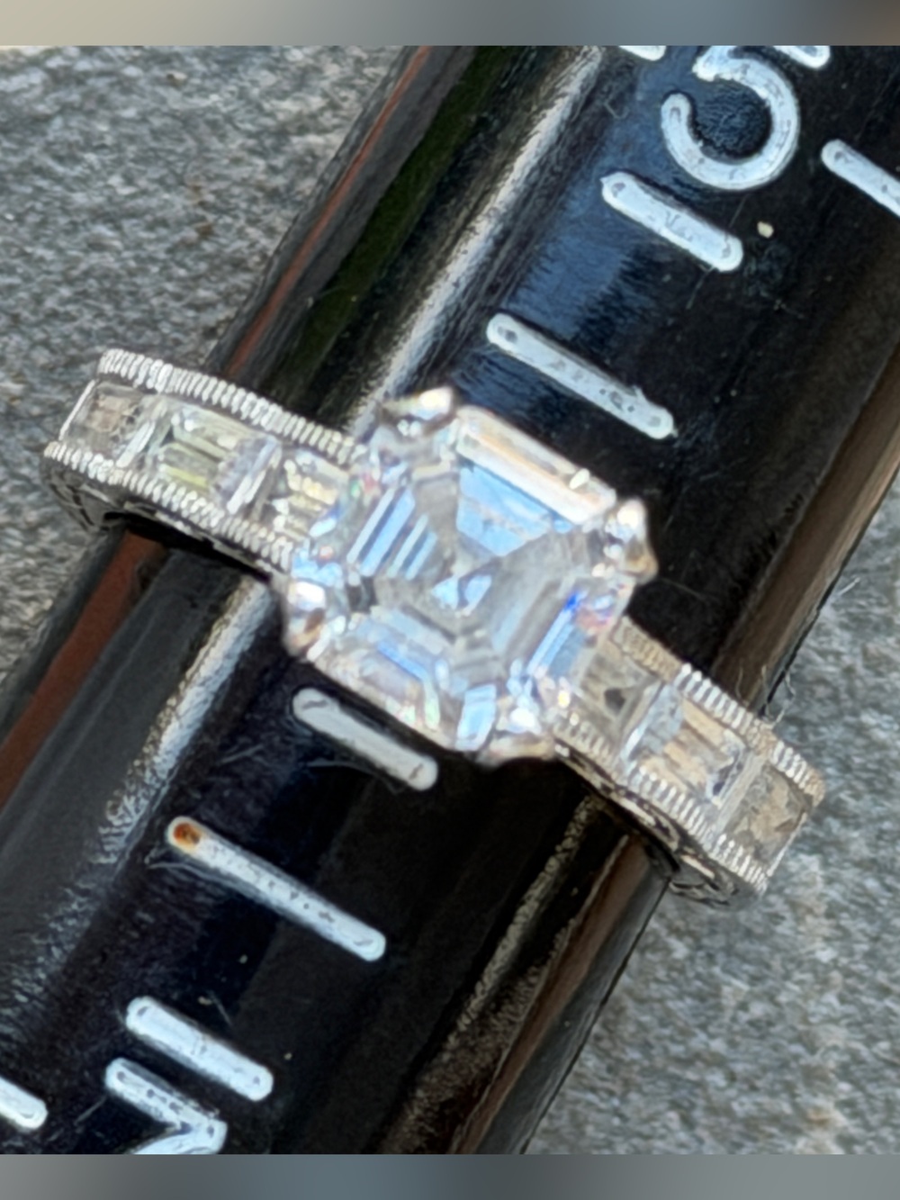 Tacori Silver-Tone Asscher-Cut Crystal Engagement Ring